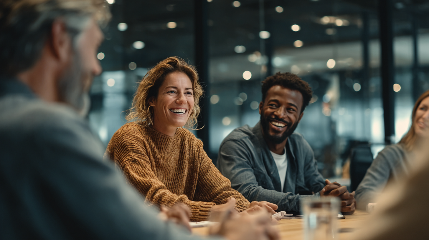 Collega's in gesprek rond een tafel tijdens een training